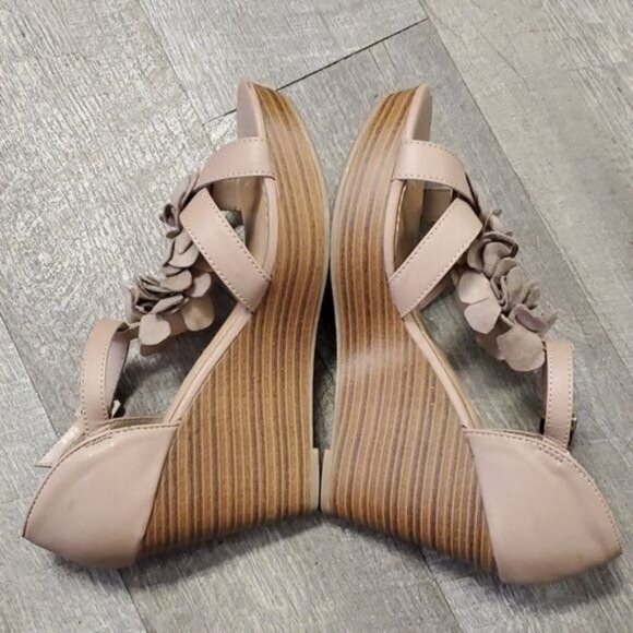 Heels Wedges Sandals Apostrophe Platform Nude Open Toe Women's WOMAN'S Size 9.5 - Picture 7 of 16